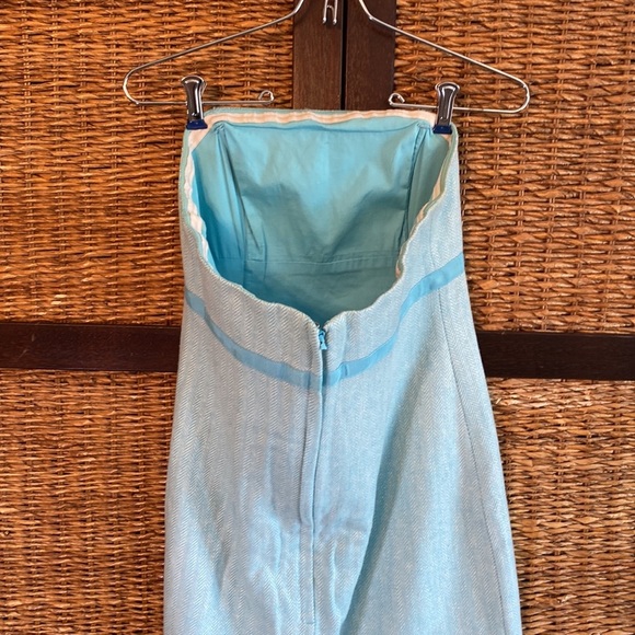 Lilly Pulitzer Sz 4 Light blue and cream strapless wool dress - Picture 5 of 7